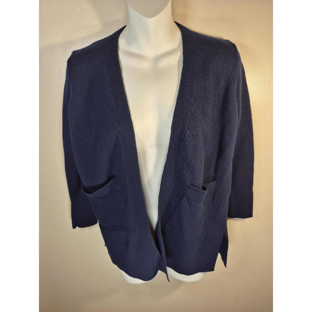 Quince Women's 100% Merino Wool Navy,XS Open Cardigan Pockets, Classic, Designer